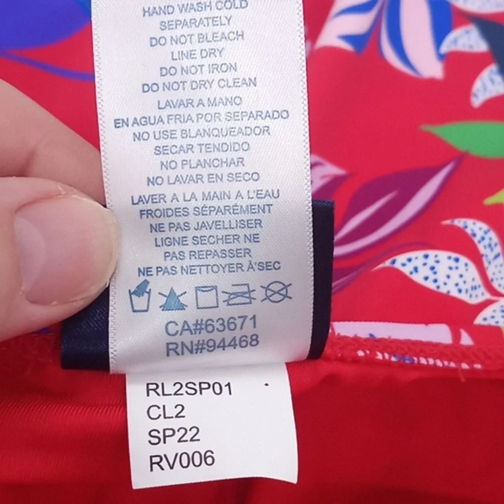 Sold! Caribbean Joe Tropical Print One Piece Swimsuit Red‎ 14 NWOT - Picture 12 of 13